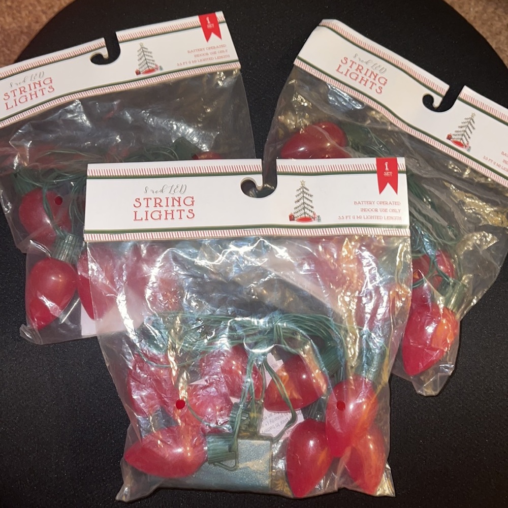 New/unopened package: Battery Powered Red LED String Lights - Picture 2 of 6